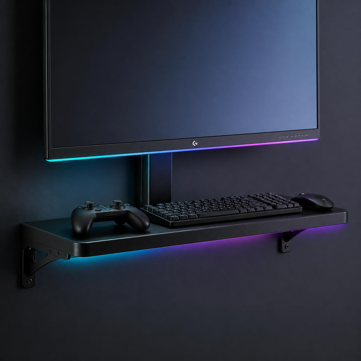 Floating Wall-Mount Monitor Shelf