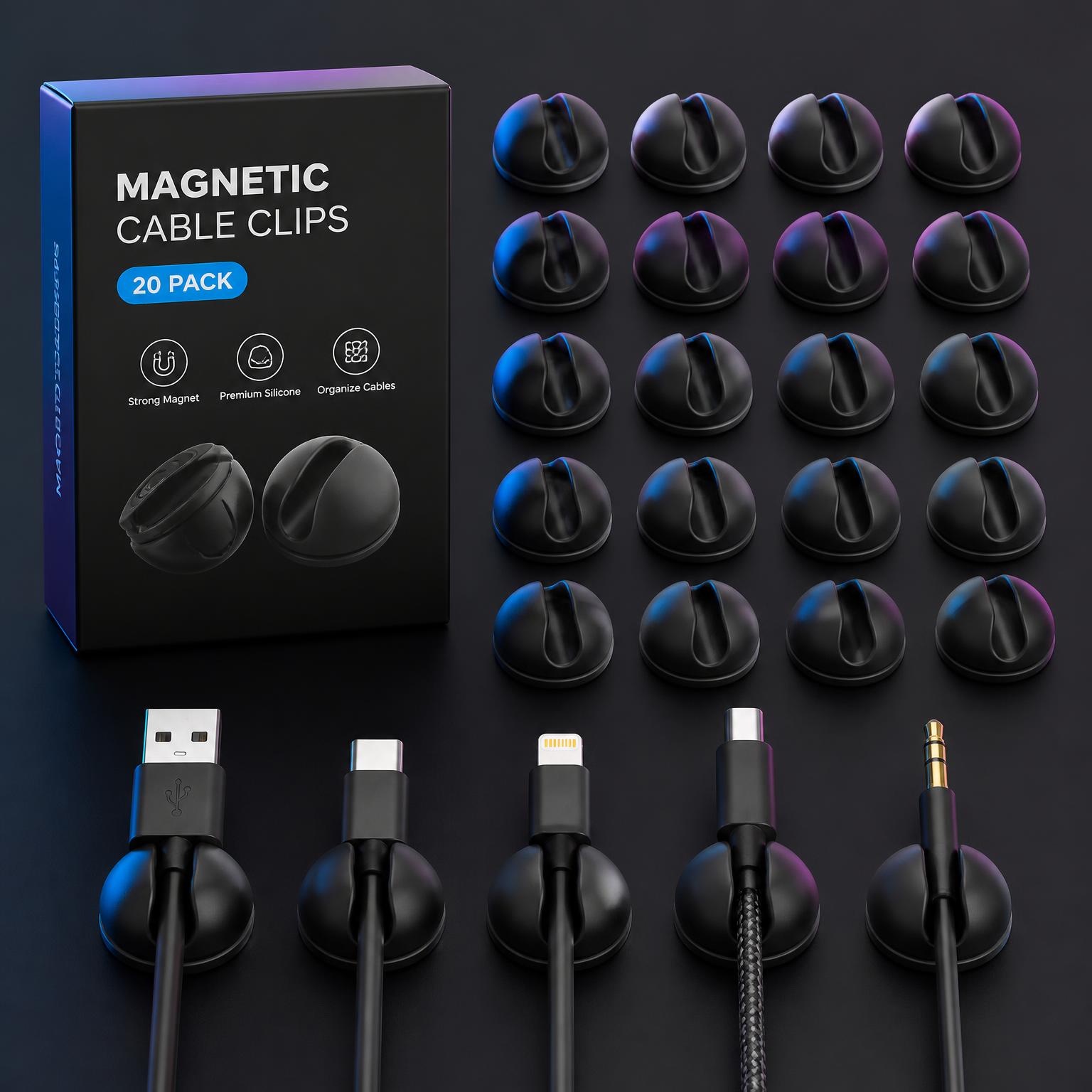 Magnetic Cable Clips Set (20pcs)