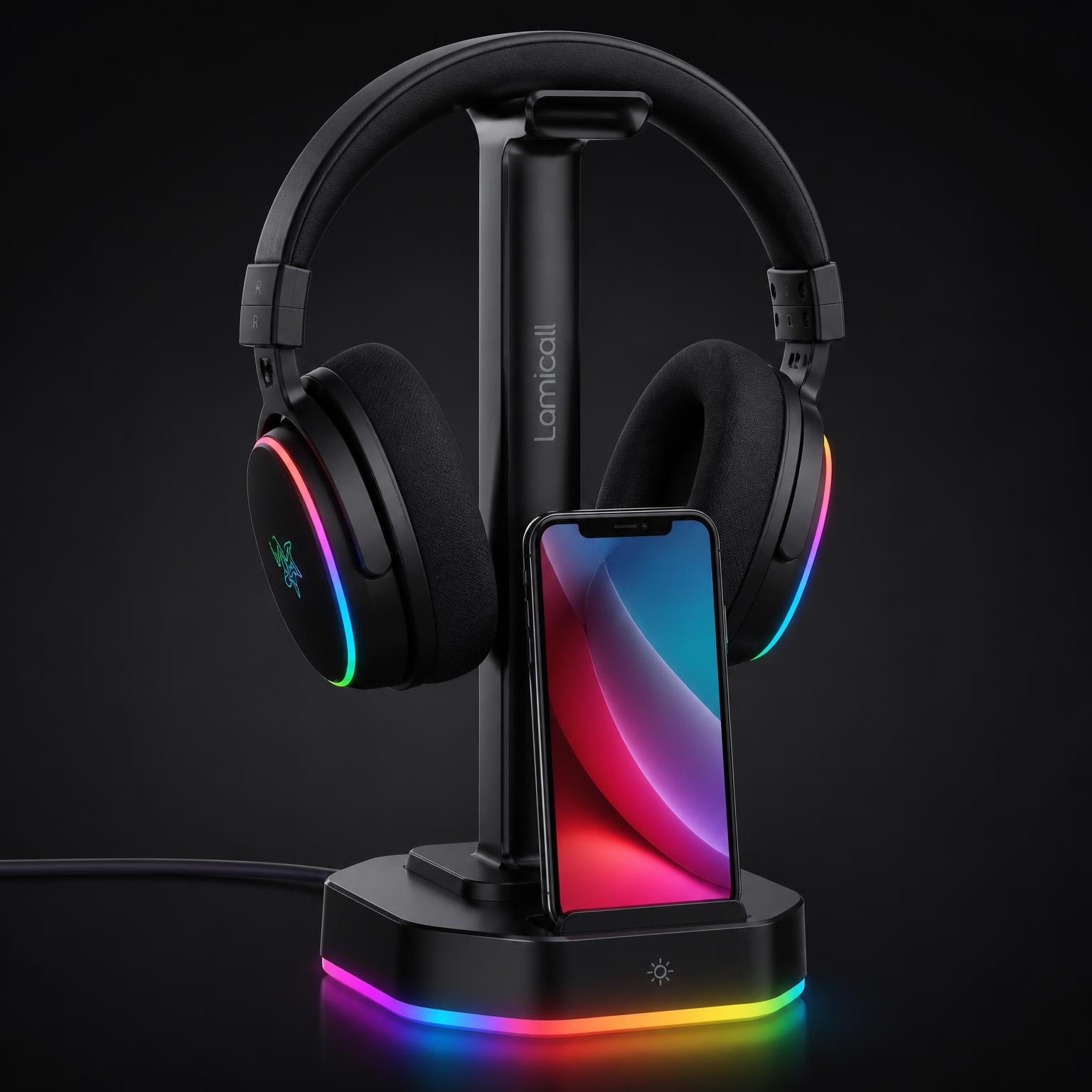 RGB Headphone + Phone Combo Stand